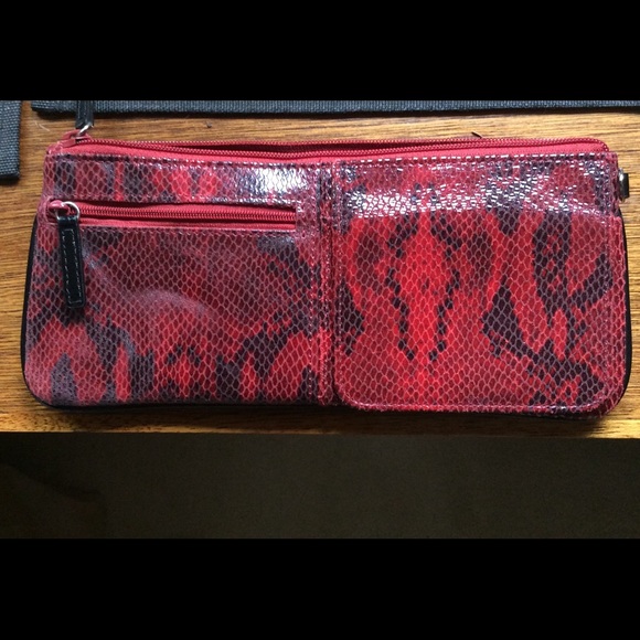 Kate Landry clutch red python pattern - Picture 1 of 5
